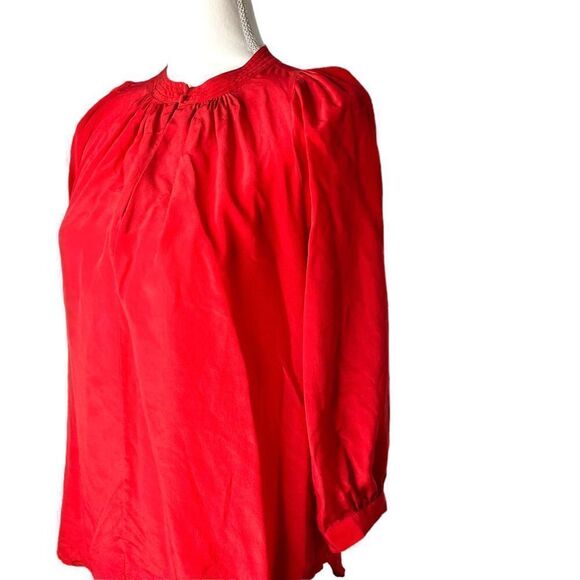 Madewell Red Silk 3/4 Sleeve Button Blouse - Small - Picture 3 of 8
